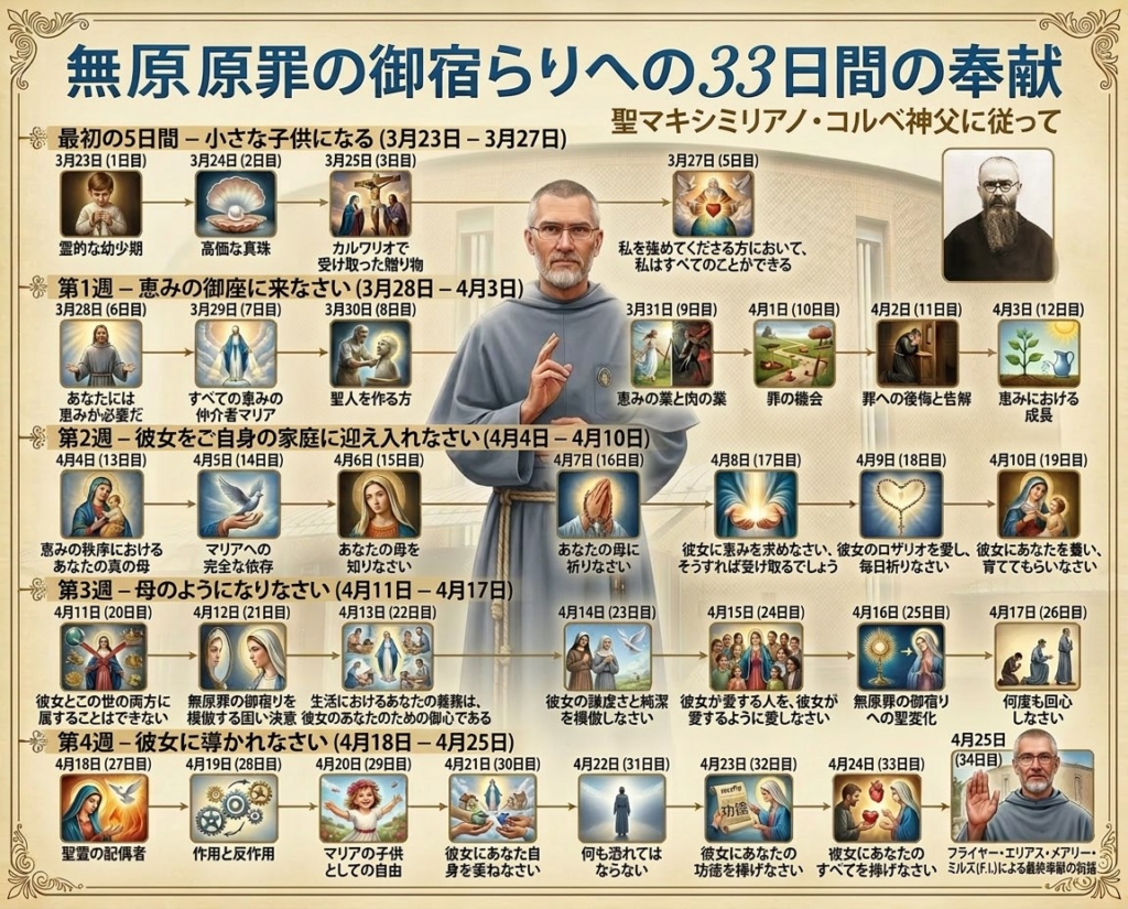 33日間の奉献 ― 聖マクシミリアン・コルベと共にする毎日のイラスト付き黙想(s)